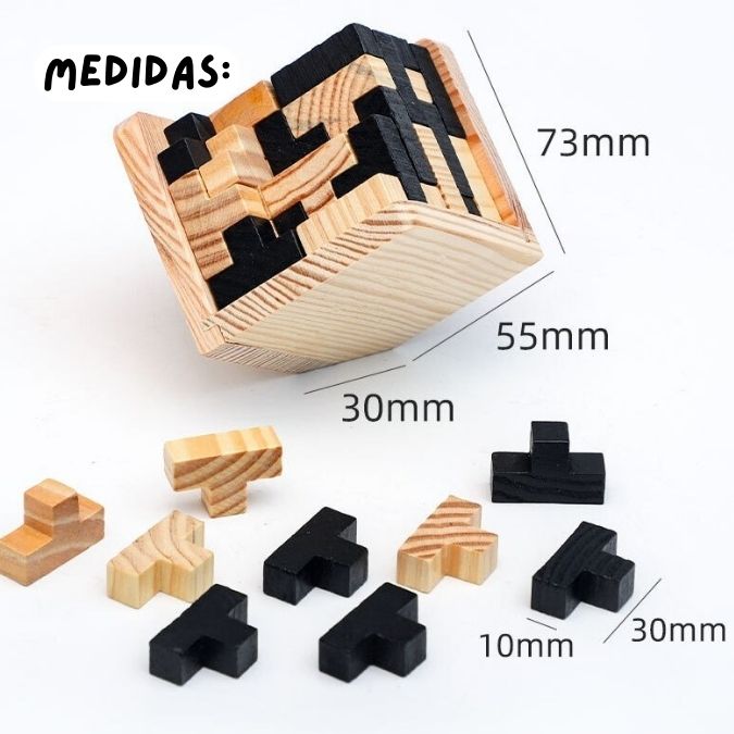 Tetris Cubo 3D de Madeira