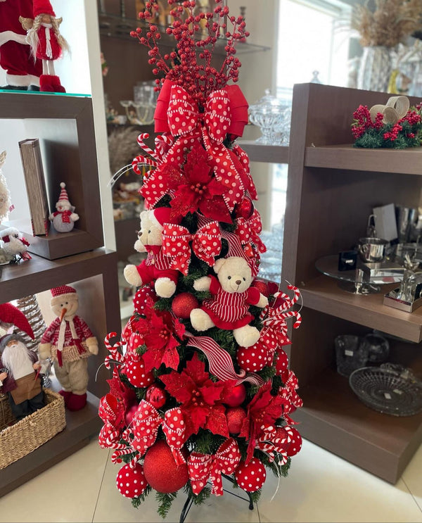 Árvore de Natal + Decoração 360º Ursinhos Red Inclusa - 1,50 Metros